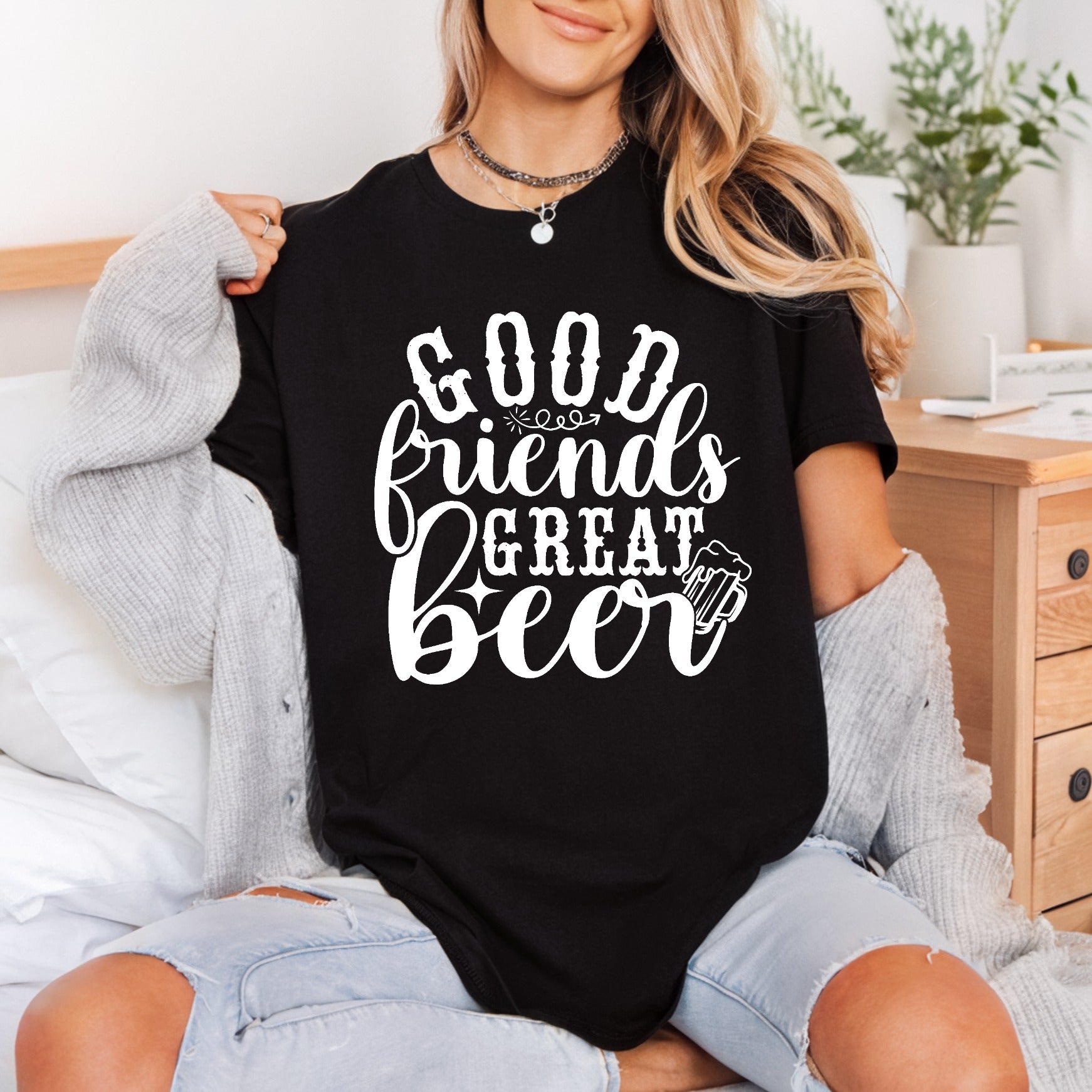 Good Friends Great Beer Funny Vintage Ready to Press DTF Transfer for Dtf