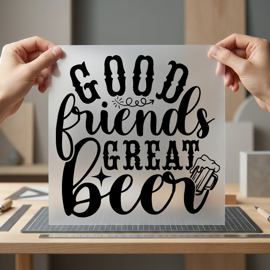 Good Friends Great Beer Funny Vintage Ready to Press DTF Transfer for Dtf