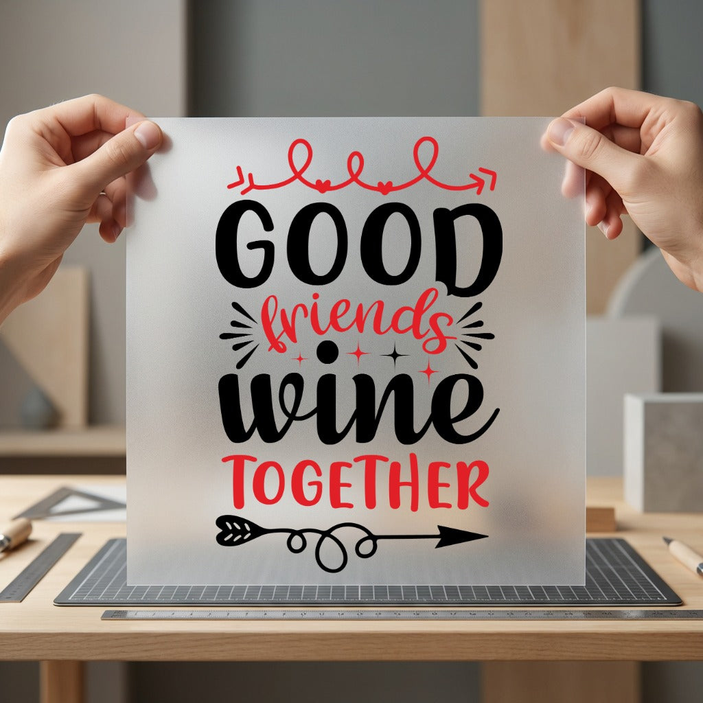 Good Friends Wine Together Funny Sarcastic Ready to Press DTF Transfer for Dtf