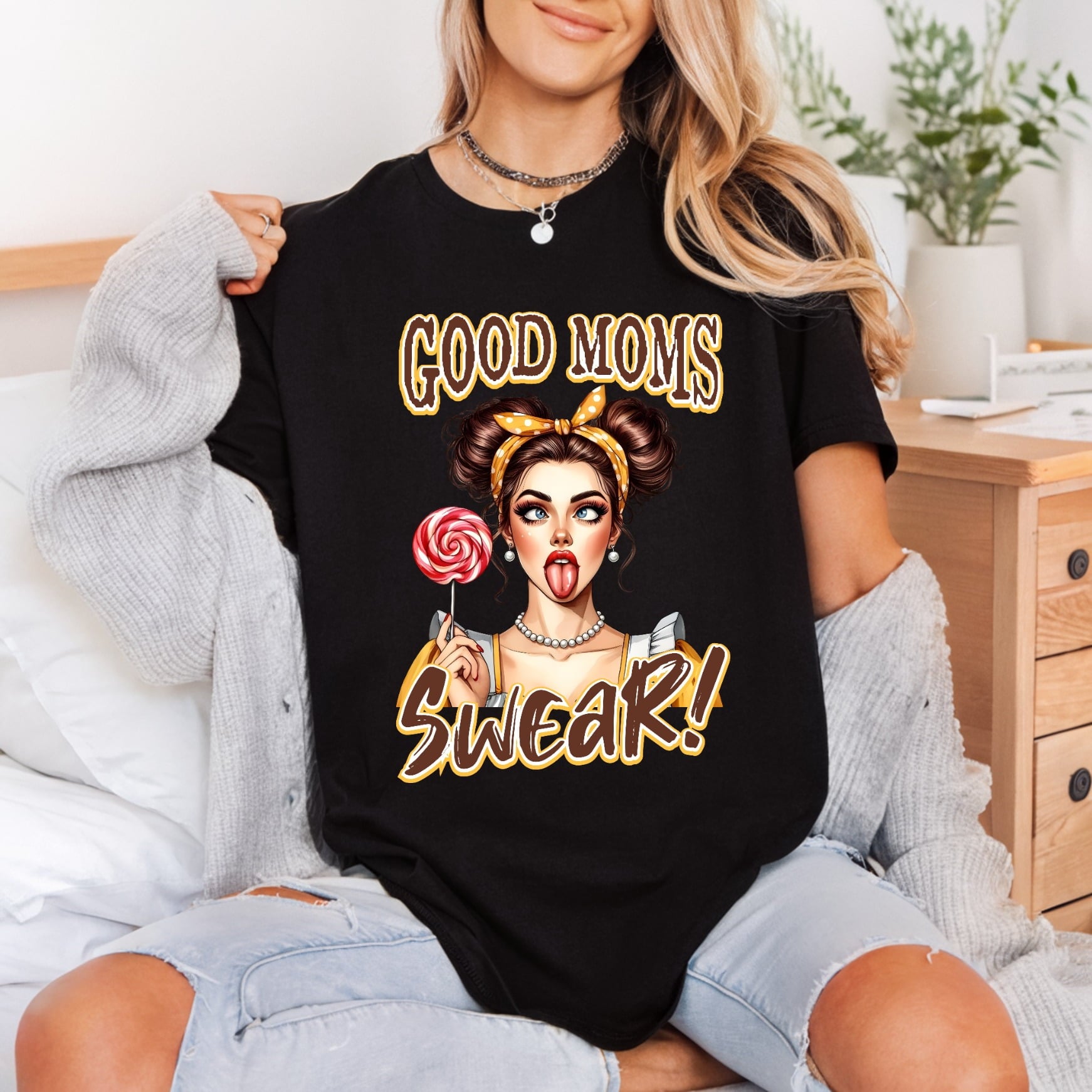 Good Moms Swear Retro Mom Funny Ready to Press DTF Transfer for Dtf