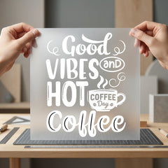 Good Vibes Hot Coffee Cozy Season Collection Positive Vibes Collection Ready to Press DTF Transfer for Dtf