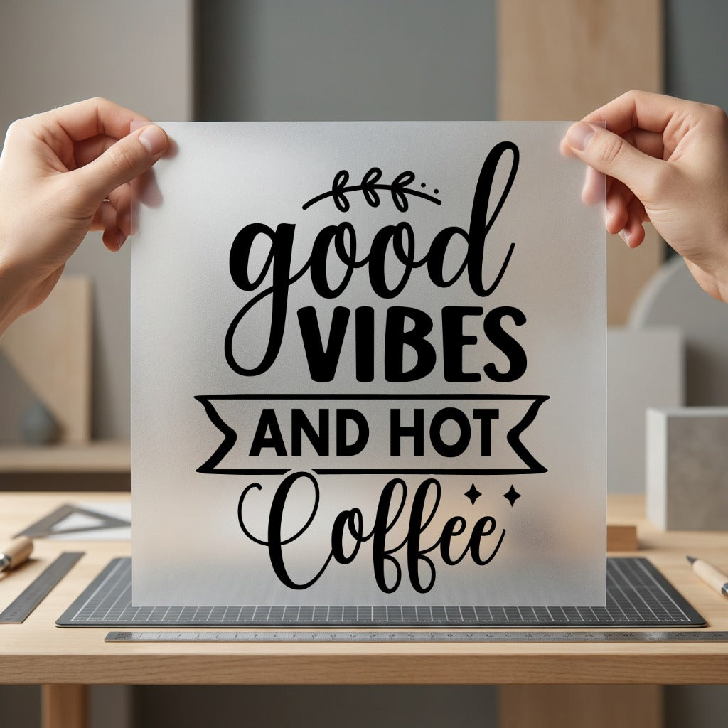 Good Vibes Hot Coffee Food & Drink Culture Collection Coffee & Cozy Collection Ready to Press DTF Transfer for Dtf