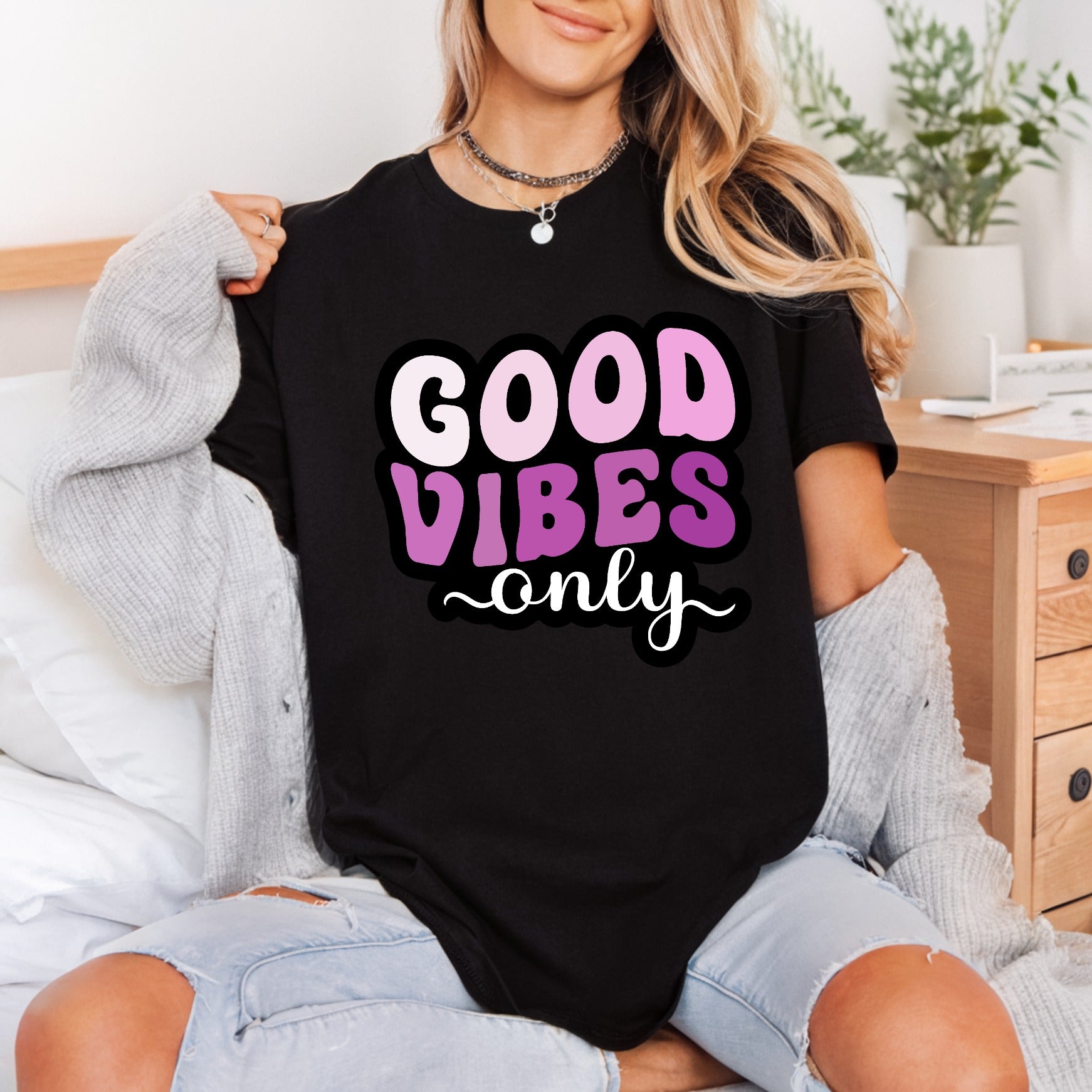 Good Vibes Only Retro Retro Ready to Press DTF Transfer for Dtf