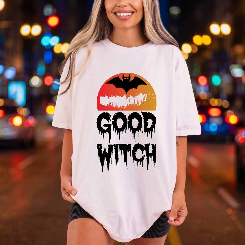 Good Witch Bat Sunset Halloween Vintage Ready to Press DTF Transfer for Dtf
