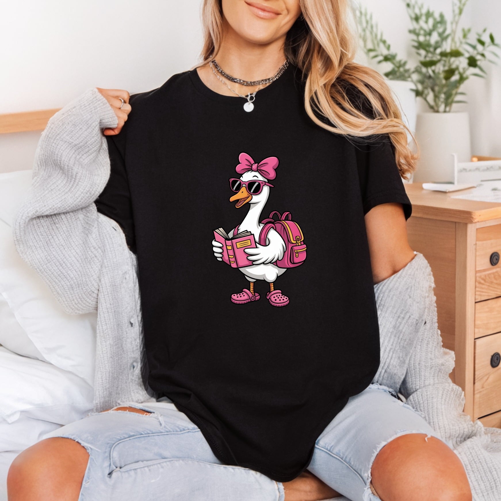 Goose Book Backpack Animal Funny Ready to Press DTF Transfer for Dtf