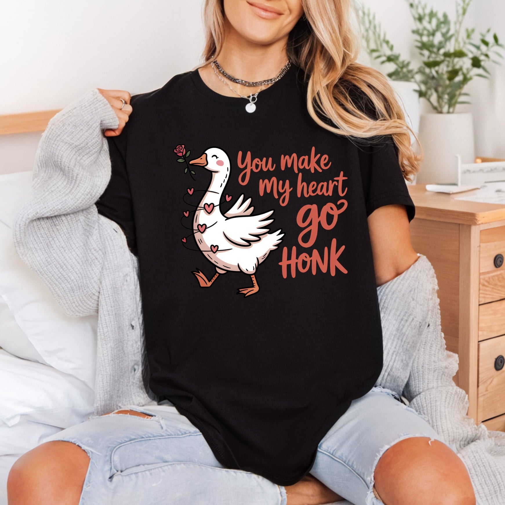 Goose You Make Heart Valentine Funny Ready to Press DTF Transfer for Dtf