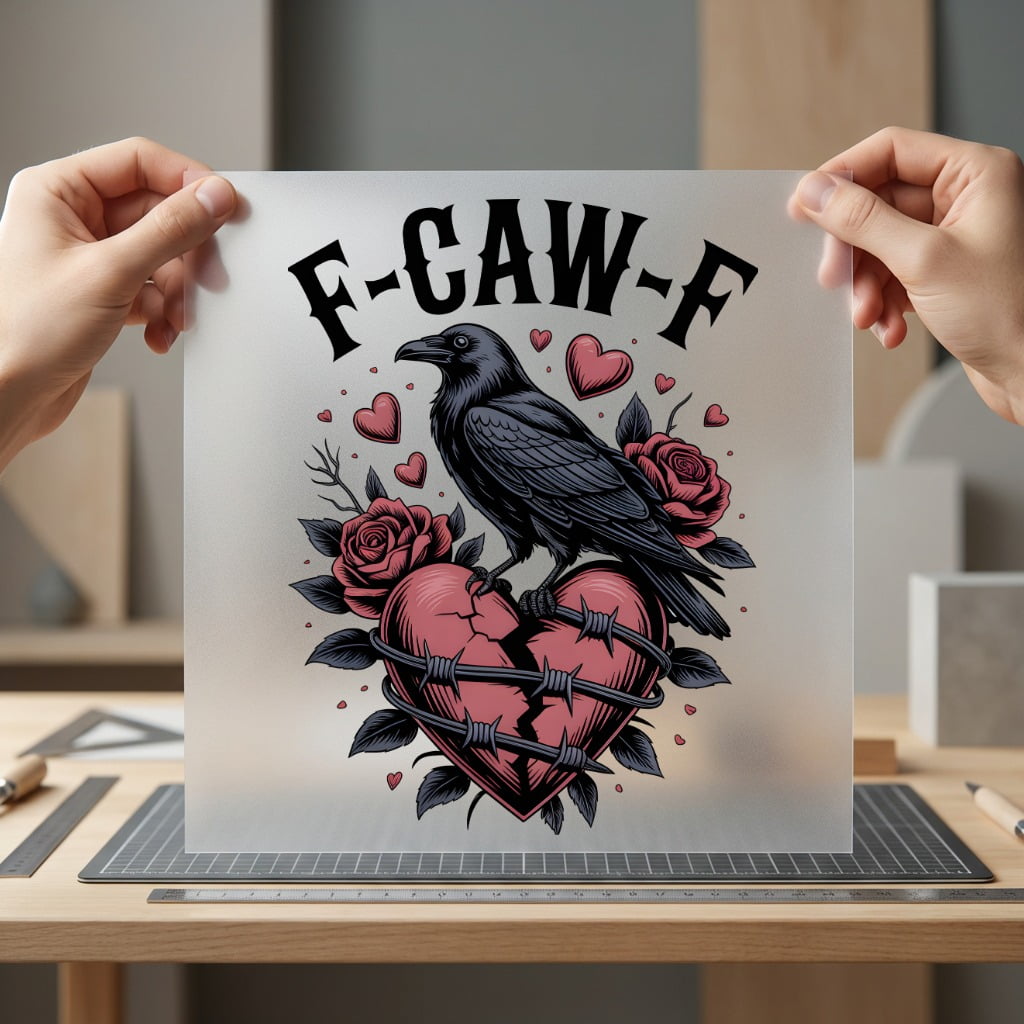 Gothic Crow Broken Heart Valentine Funny Ready to Press DTF Transfer for Dtf