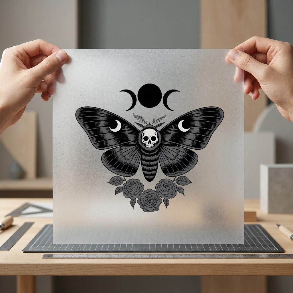 Gothic Moth Skull Roses Halloween Aesthetic Ready to Press DTF Transfer for Dtf