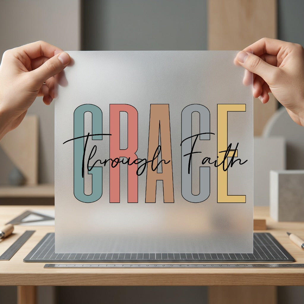 Grace Through Faith Inspirational Christian Faith Ready to Press DTF Transfer for Dtf