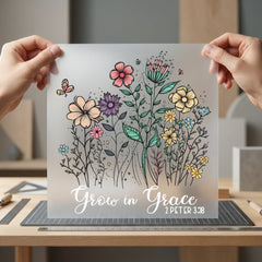 Grow Grace Floral Botanical Christian Faith Ready to Press DTF Transfer for Dtf