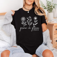 Grow Grace Floral Scripture Christian Faith Ready to Press DTF Transfer for Dtf