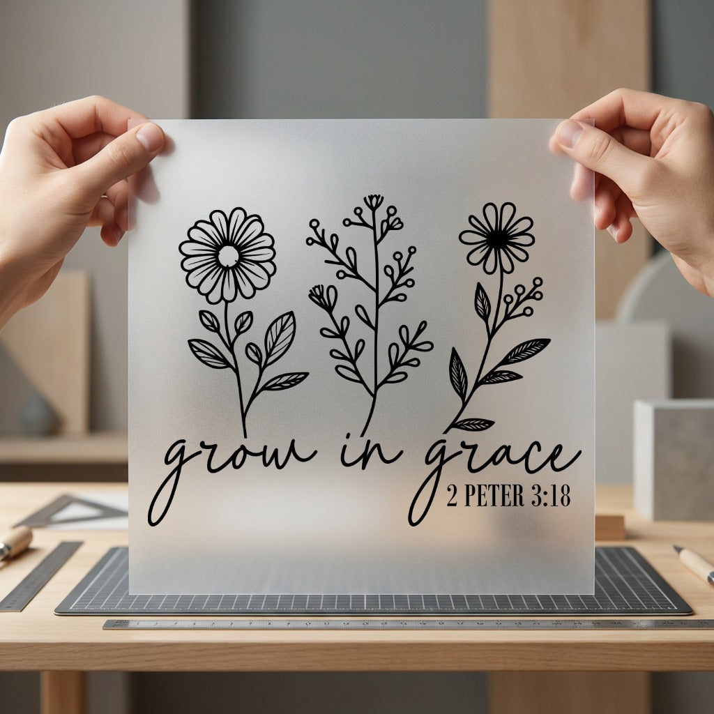 Grow Grace Floral Scripture Christian Faith Ready to Press DTF Transfer for Dtf