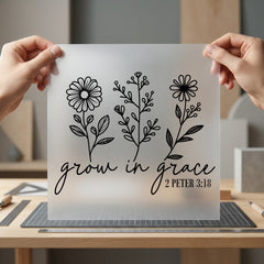 Grow Grace Floral Scripture Christian Faith Ready to Press DTF Transfer for Dtf