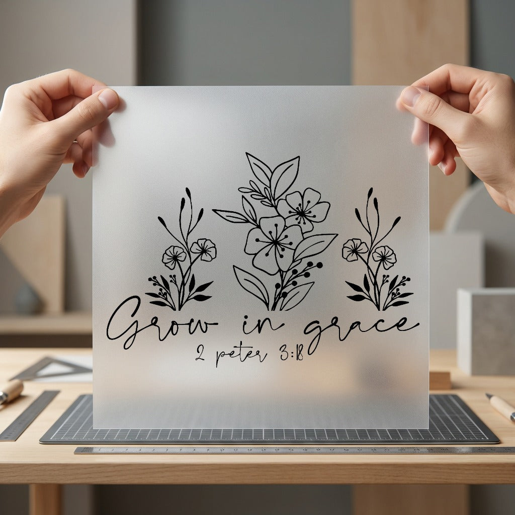 Grow Grace Floral Scripture Christian Faith Ready to Press DTF Transfer for Dtf