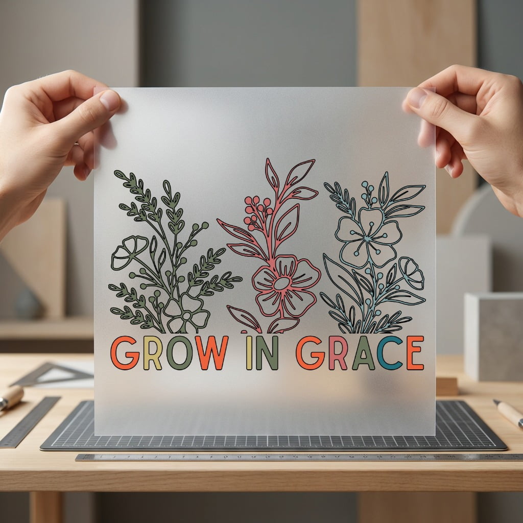 Grow Grace Outline Floral Christian Faith Ready to Press DTF Transfer for Dtf