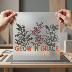 Grow Grace Outline Floral Christian Faith Ready to Press DTF Transfer for Dtf