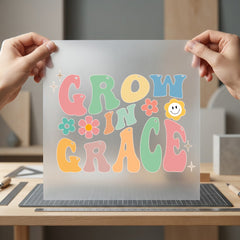 Grow Grace Retro Vibes Christian Faith Ready to Press DTF Transfer for Dtf