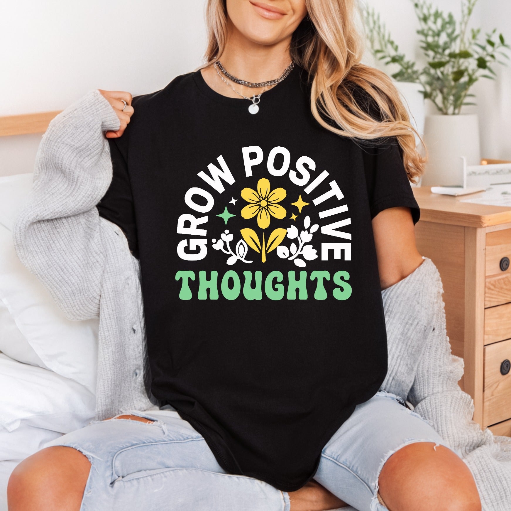 Grow Positive Thoughts Retro Retro Boho Ready to Press DTF Transfer for Dtf