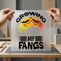 Growing Fangs Spooky Halloween Halloween Funny Ready to Press DTF Transfer for Dtf