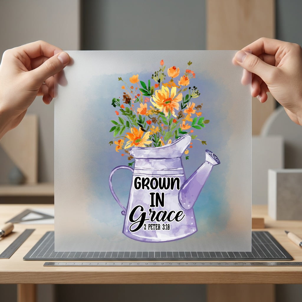 Grown Grace Floral Inspirational Christian Faith Ready to Press DTF Transfer for Dtf