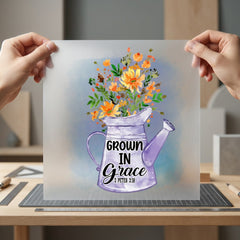 Grown Grace Floral Inspirational Christian Faith Ready to Press DTF Transfer for Dtf