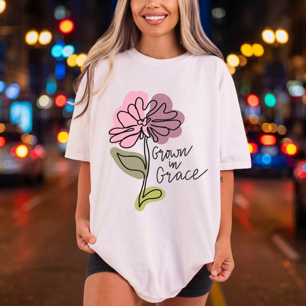Grown Grace Floral Inspiring Christian Faith Ready to Press DTF Transfer for Dtf