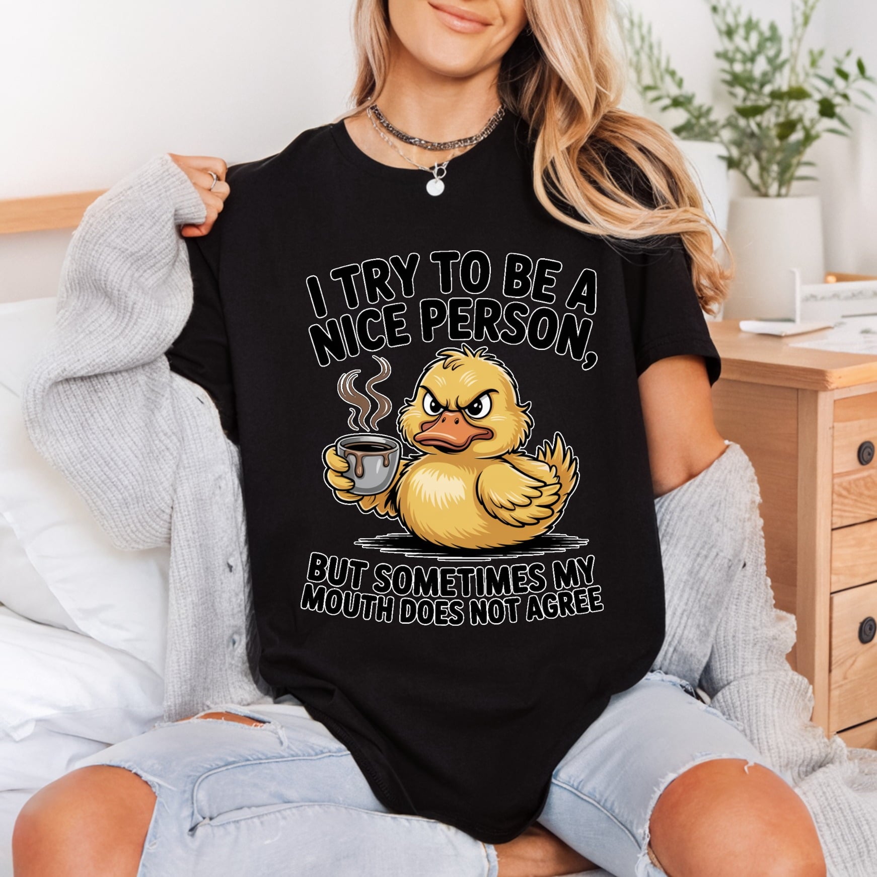 Grumpy Duck Coffee Sarcastic Funny Sarcastic Ready to Press DTF Transfer for Dtf