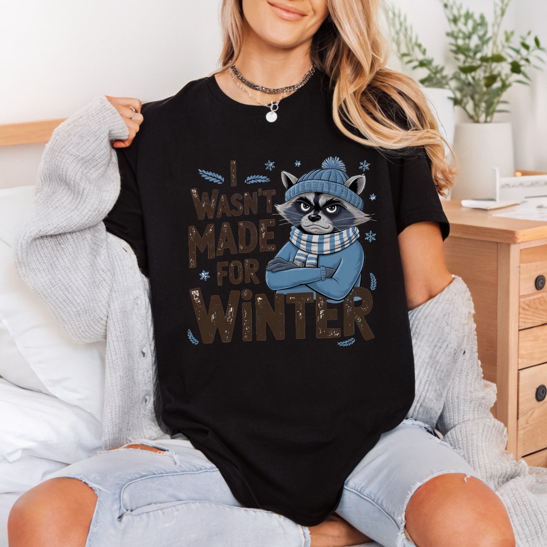 Grumpy Raccoon Winter Cozy Winter Funny Ready to Press DTF Transfer for Dtf