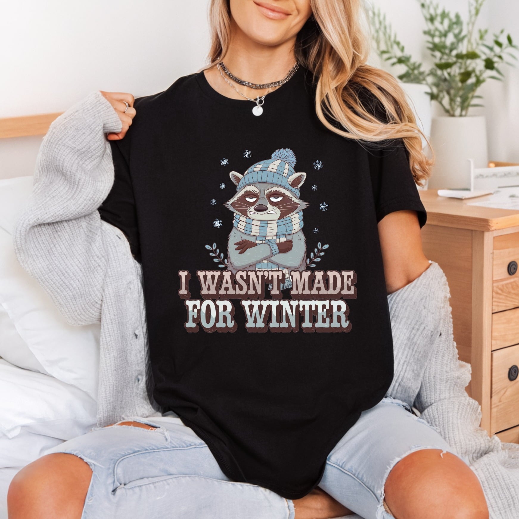 Grumpy Raccoon Winter Retro Winter Funny Ready to Press DTF Transfer for Dtf