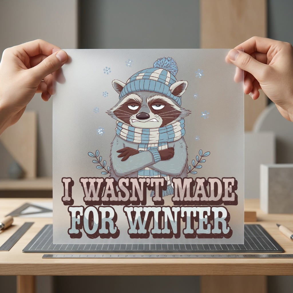 Grumpy Raccoon Winter Retro Winter Funny Ready to Press DTF Transfer for Dtf