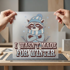 Grumpy Raccoon Winter Retro Winter Funny Ready to Press DTF Transfer for Dtf