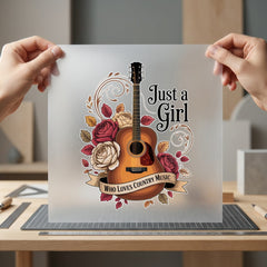 Guitar Roses Country Music Usa Country Ready to Press DTF Transfer for Dtf