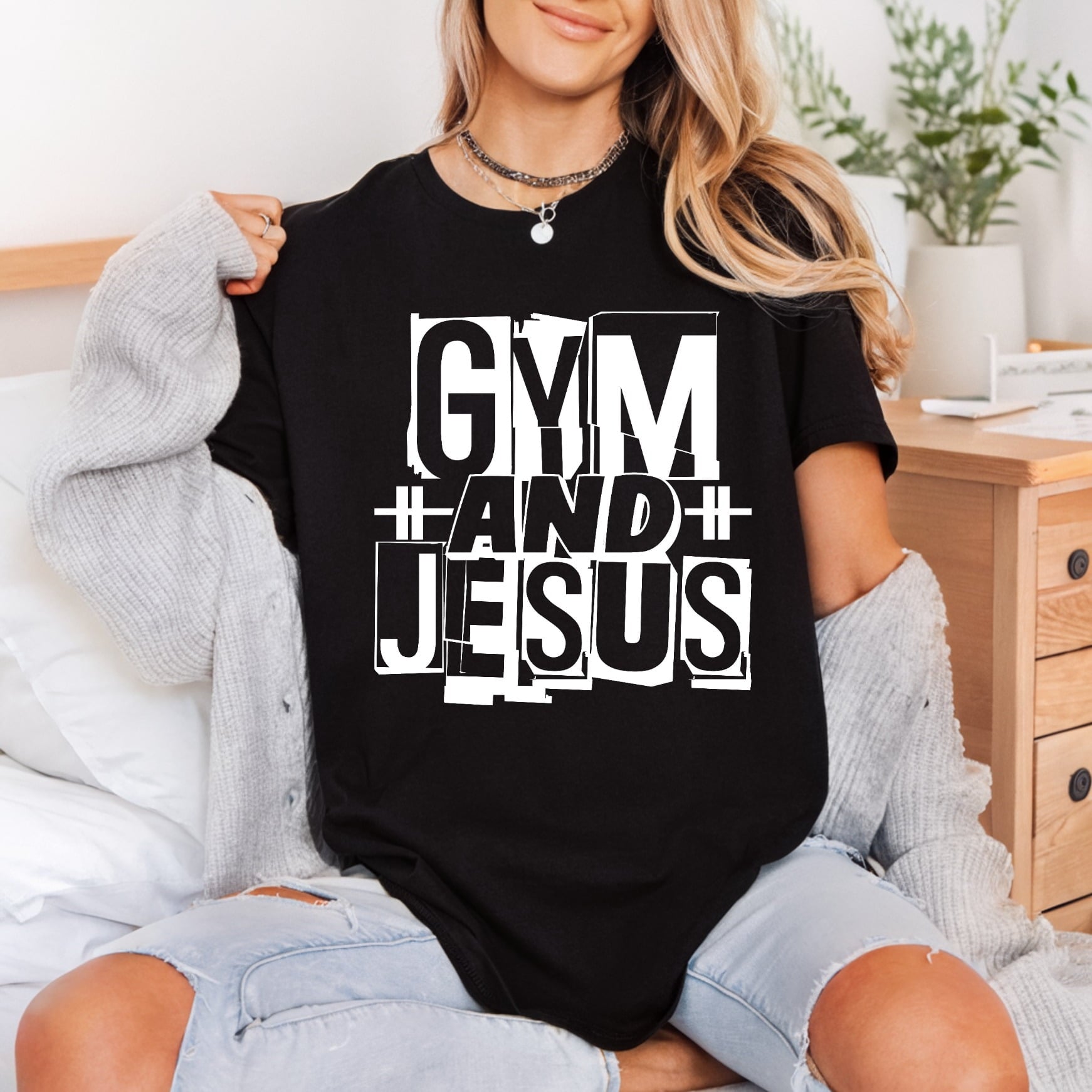Gym Jesus Bold Distressed Christian Faith Ready to Press DTF Transfer for Dtf