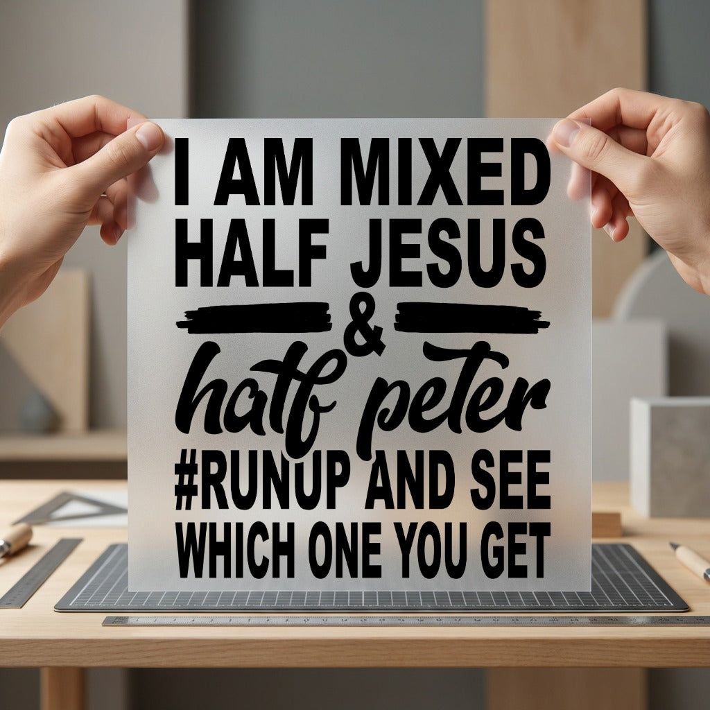 Half Jesus Peter Bold Christian Faith Ready to Press DTF Transfer for Dtf