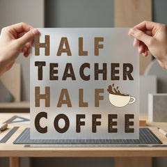 Half Teacher Coffee Humorous Teacher Funny Ready to Press DTF Transfer for Dtf