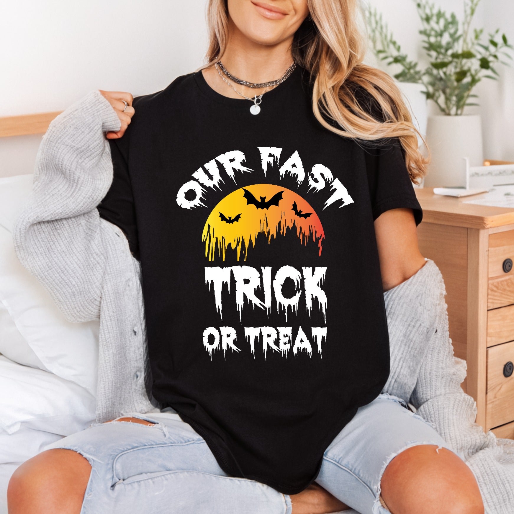 Halloween Bat Sunset Spooky Halloween Vintage Ready to Press DTF Transfer for Dtf