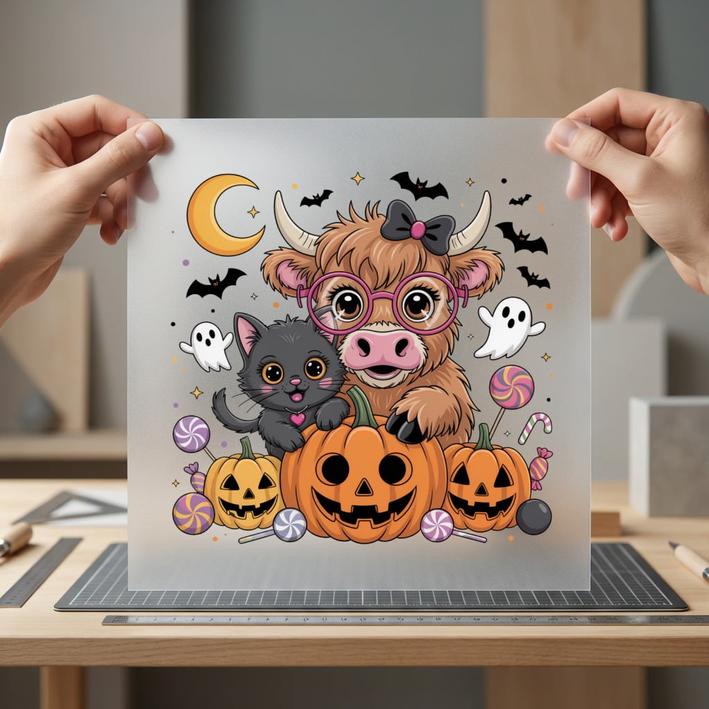 Halloween Cow Cat Spooky Halloween Pet Ready to Press DTF Transfer for Dtf