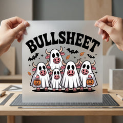 Halloween Ghost Cow Bullsheet Halloween Funny Ready to Press DTF Transfer for Dtf