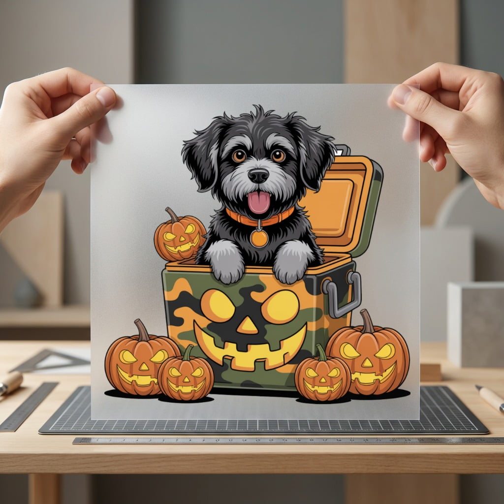 Halloween Puppy Box Pumpkins Halloween Mom Ready to Press DTF Transfer for Dtf