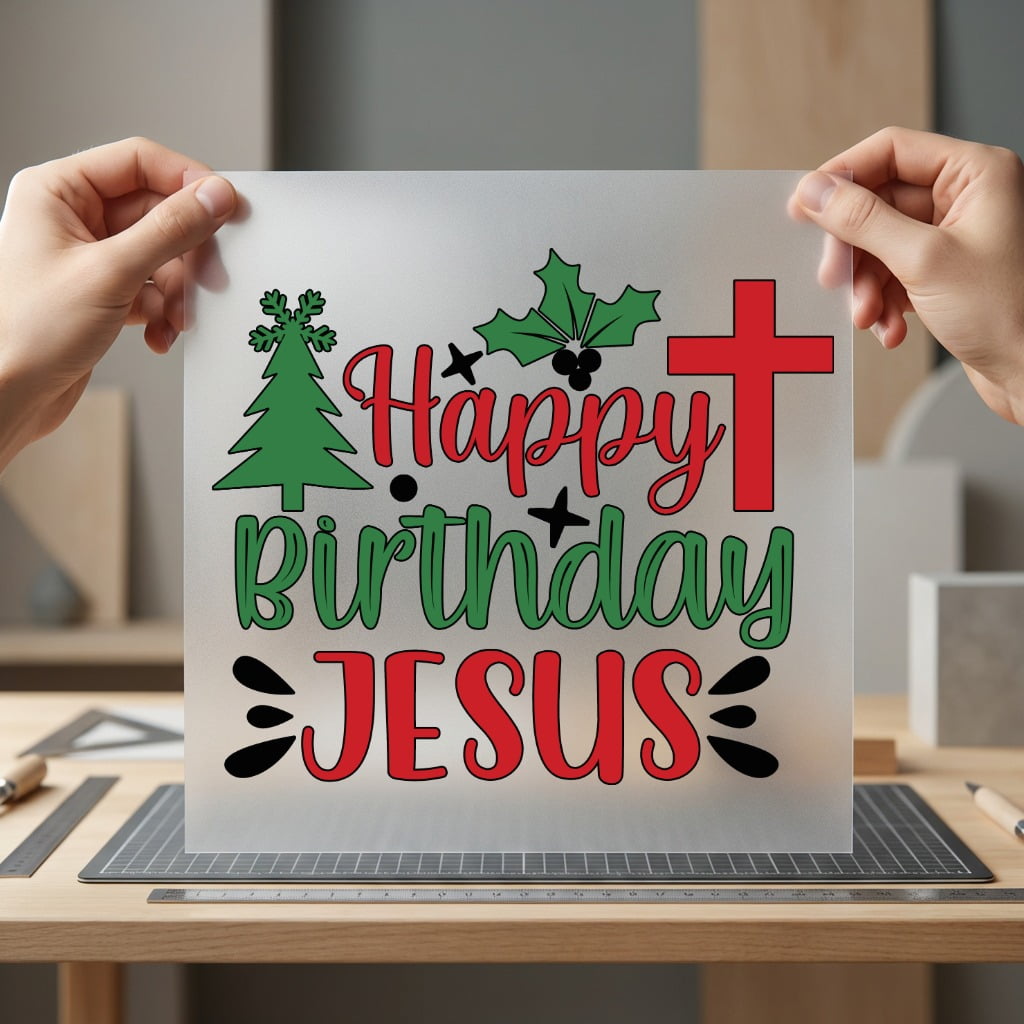 Happy Birthday Jesus Christmas Christian Faith Ready to Press DTF Transfer for Dtf