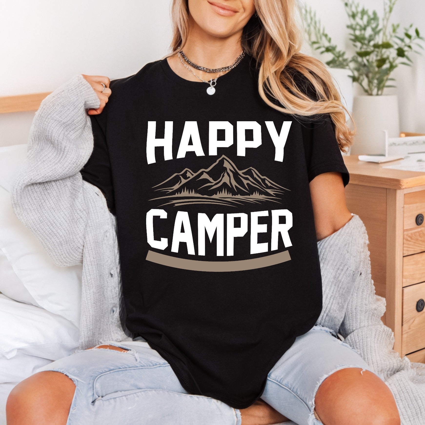Happy Camper Mountain Retro Retro Camping Ready to Press DTF Transfer for Dtf