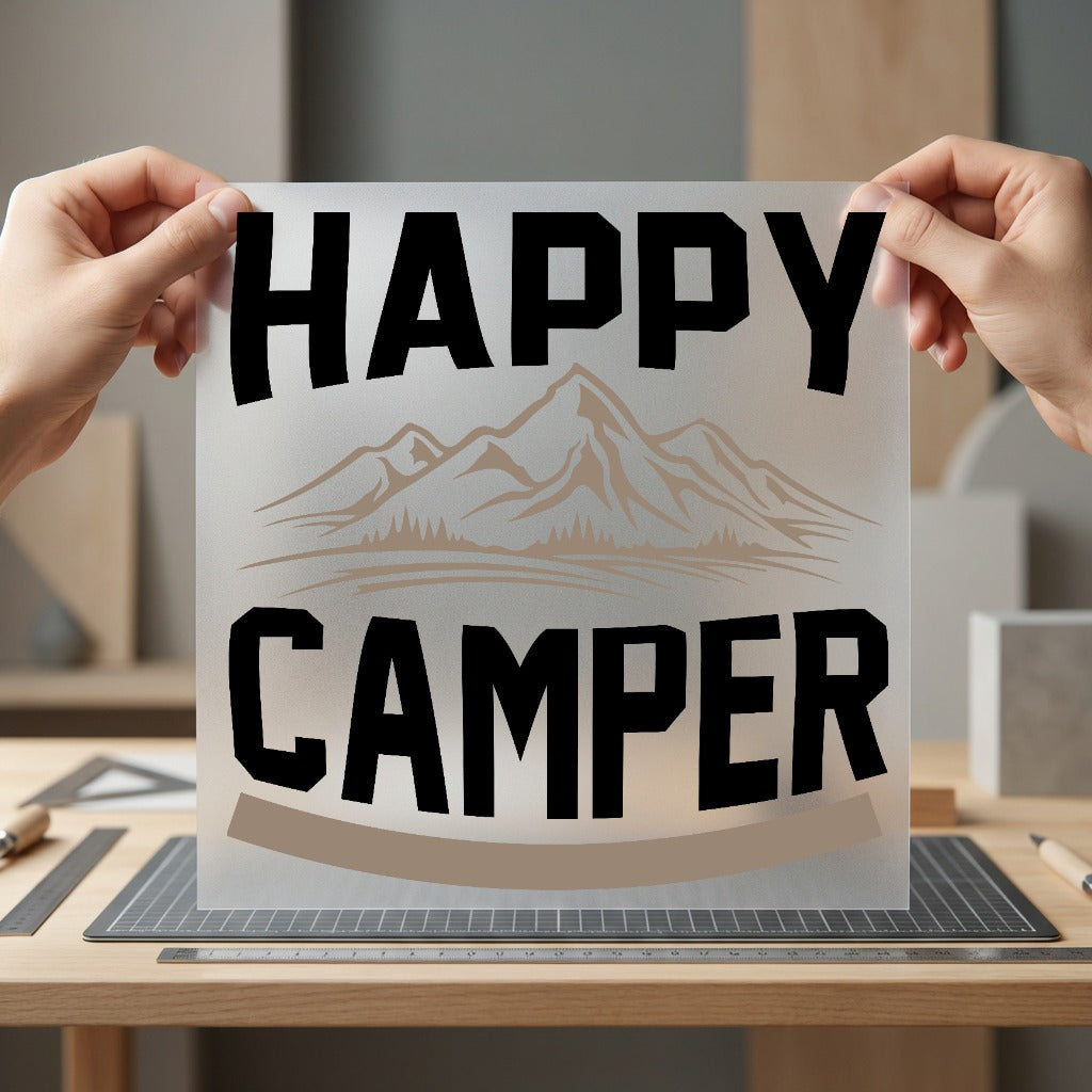 Happy Camper Mountain Retro Retro Camping Ready to Press DTF Transfer for Dtf