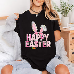 Happy Easter Glitter Bunny Easter Spring Ready to Press DTF Transfer for Dtf