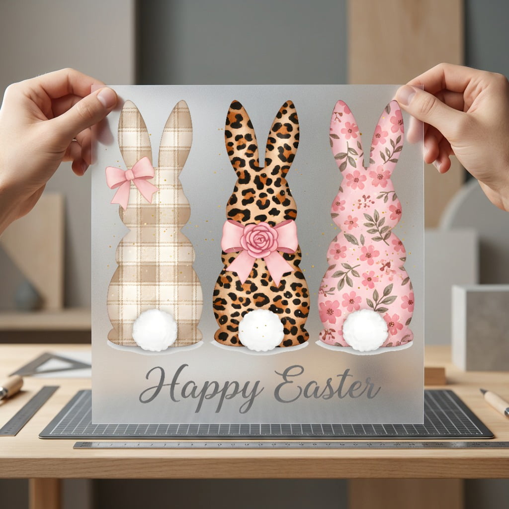 Happy Easter Leopard Bunny Easter Spring Ready to Press DTF Transfer for Dtf