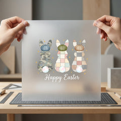 Happy Easter Patchwork Bunnies Easter Aesthetic Ready to Press DTF Transfer for Dtf