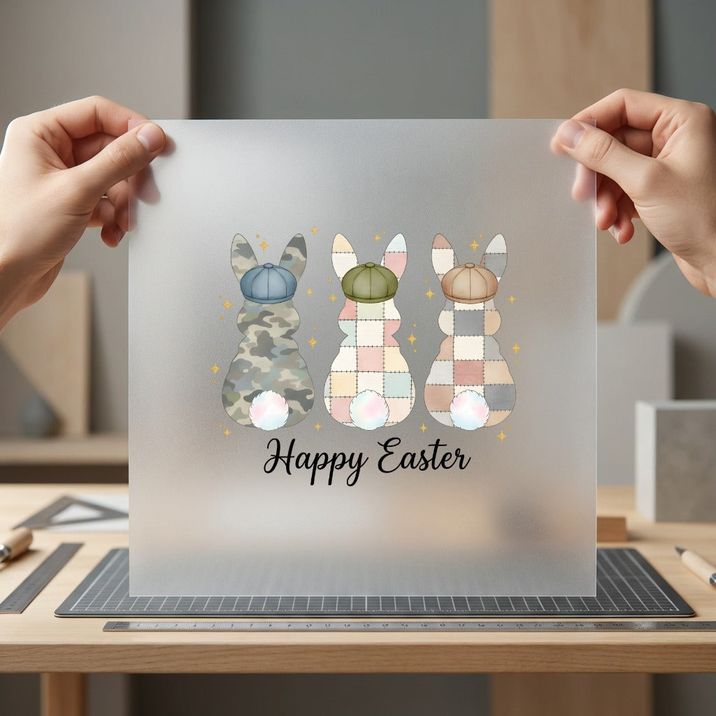 Happy Easter Patchwork Bunnies Easter Aesthetic Ready to Press DTF Transfer for Dtf