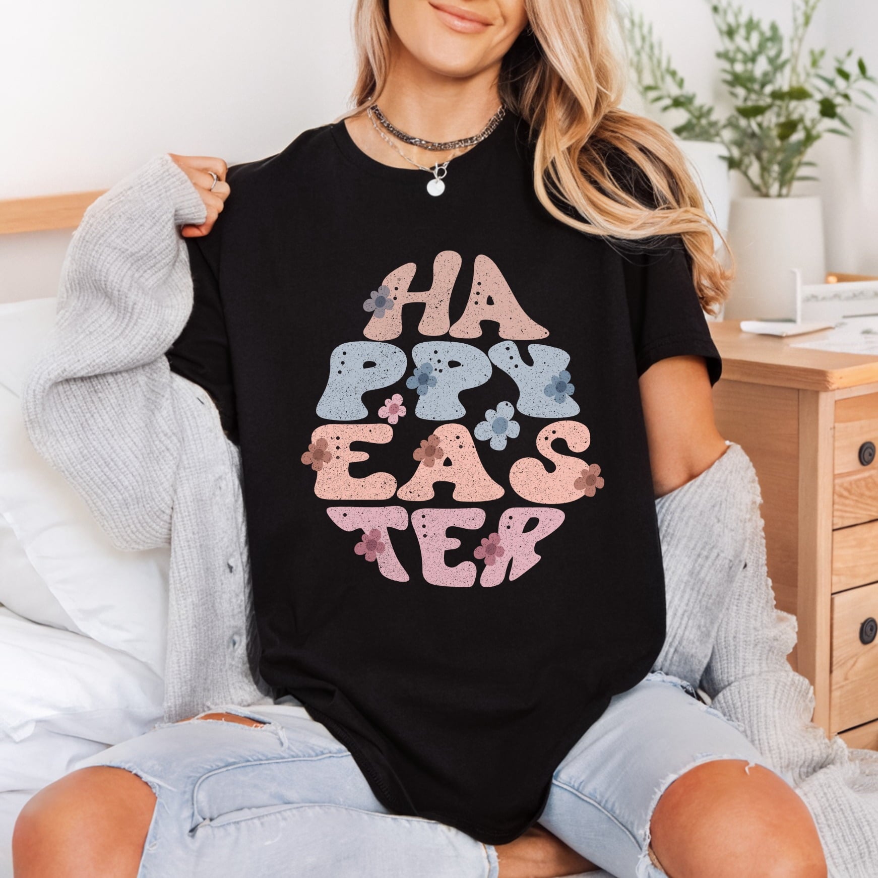 Happy Easter Retro Flowers Easter Retro Ready to Press DTF Transfer for Dtf