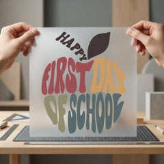 Happy First Day School Teacher Vintage Ready to Press DTF Transfer for Dtf