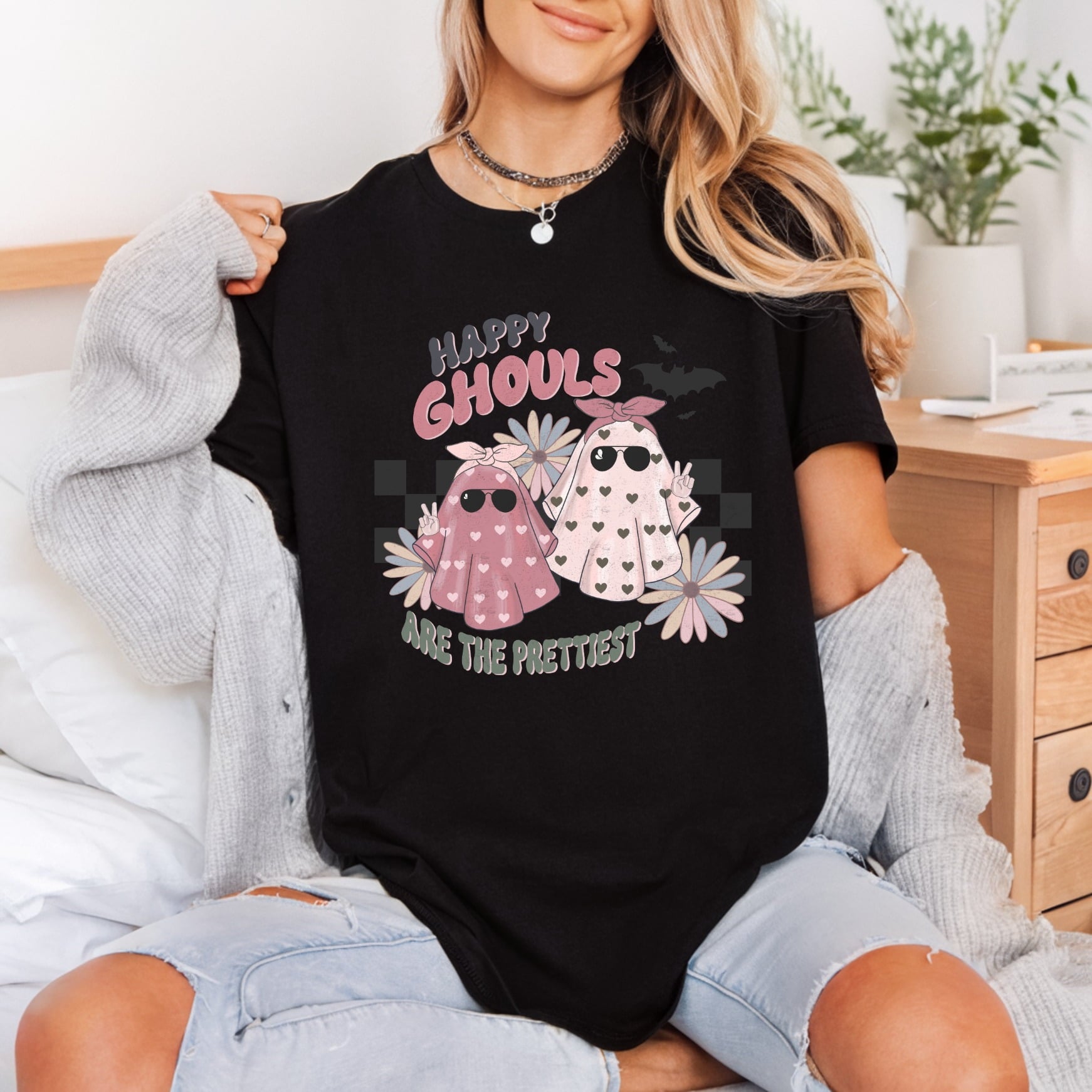 Happy Ghouls Retro Halloween Halloween Retro Ready to Press DTF Transfer for Dtf