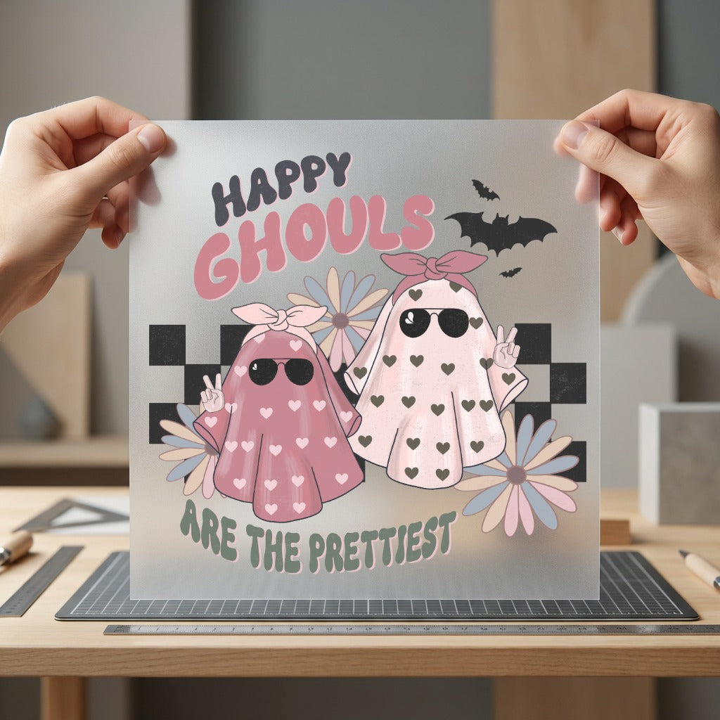 Happy Ghouls Retro Halloween Halloween Retro Ready to Press DTF Transfer for Dtf